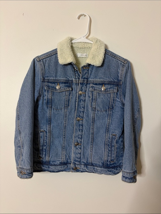 Mng Basics Other - Kids Blue Denim Jacket with Cream Sherpa Collar